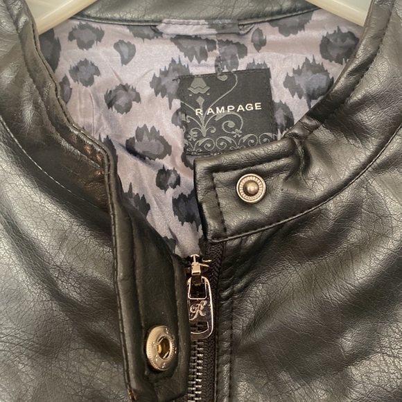 Rampage Faux Leather Sequined Moto Jacket women’s size large - Picture 5 of 11